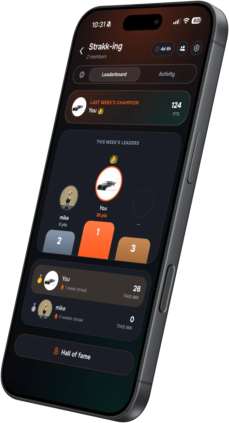 Strakk app: Leaderboard