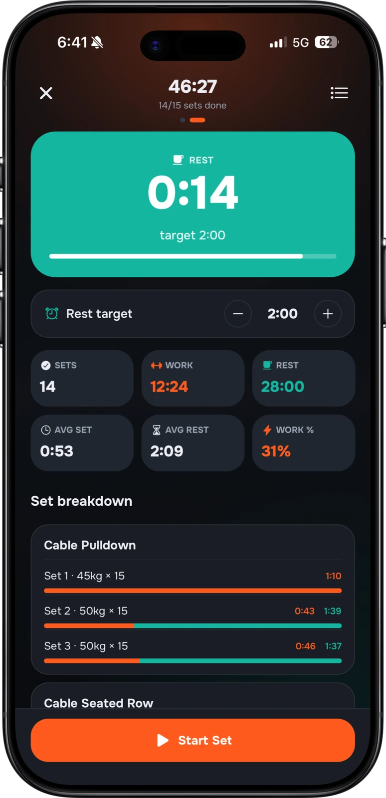 Strakk app: Session complete