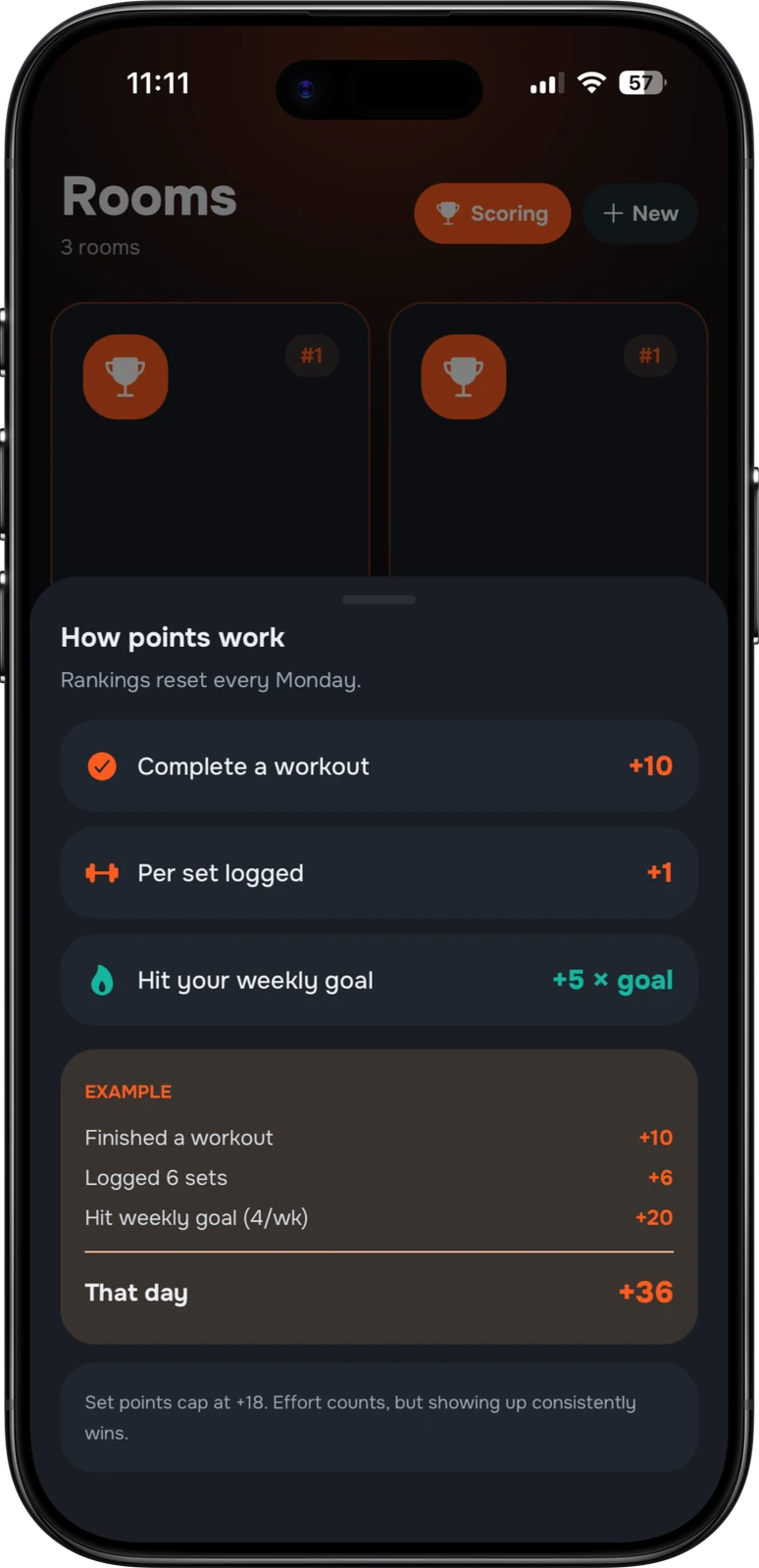 Strakk app: Room feed