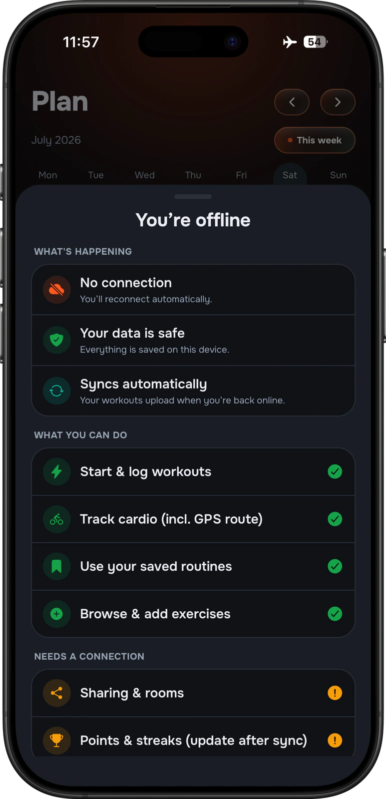 Strakk app: Offline mode